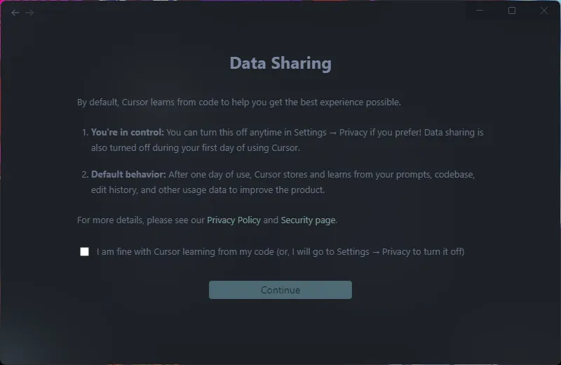 データ共有設定画面